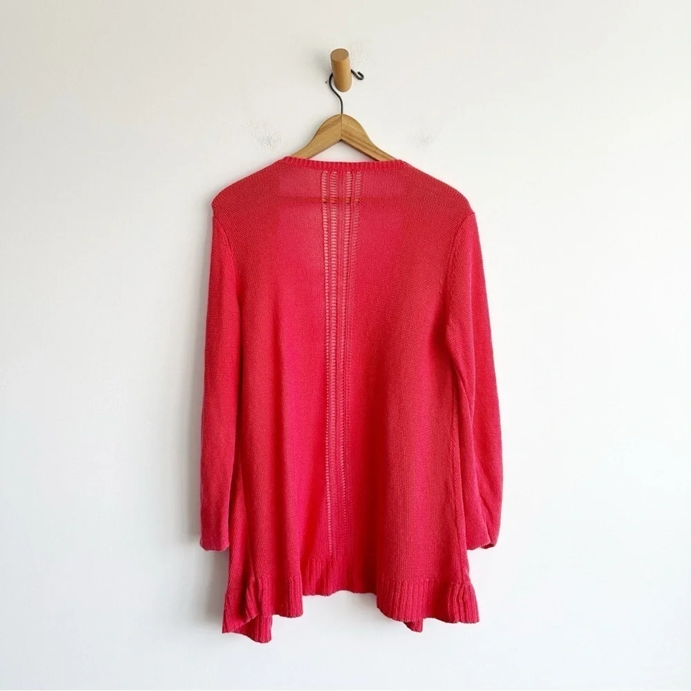 Eileen fisher open front cardigan Sweater Lightweight Linen Salmon Pink Large